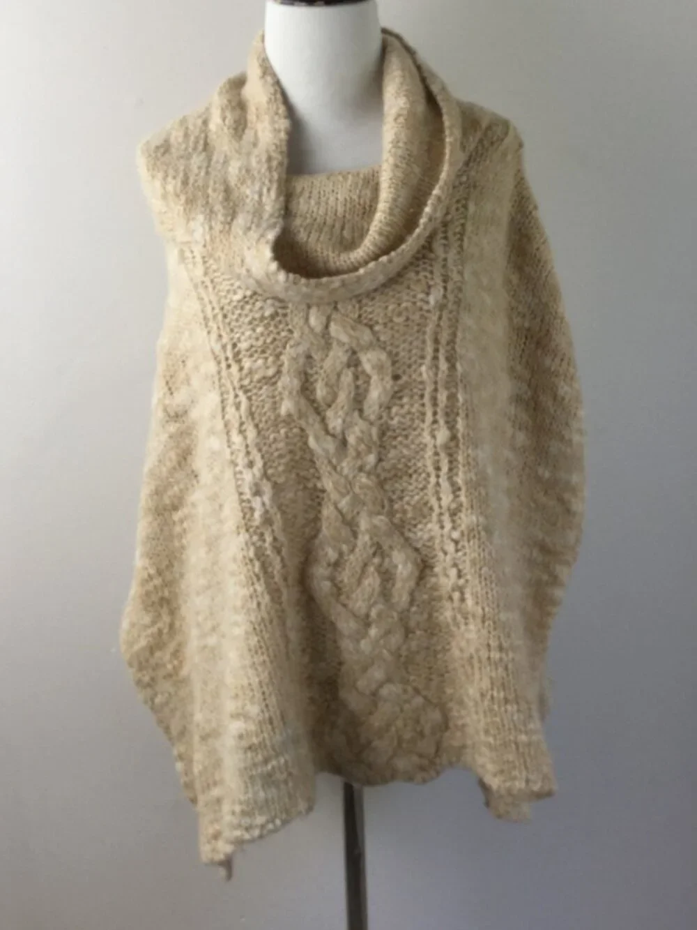 Free People Tan Cowlneck Sweater Poncho xs